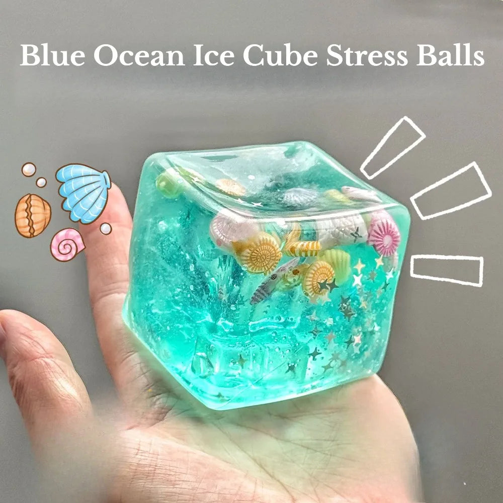 Taba Ocean-Themed Squishy Stress Relief Cube - Slow Rise Sensory Fidget Toy for All Ages