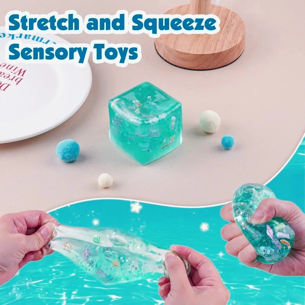 Taba Ocean-Themed Squishy Stress Relief Cube - Slow Rise Sensory Fidget Toy for All Ages