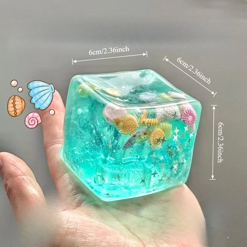 Taba Ocean-Themed Squishy Stress Relief Cube - Slow Rise Sensory Fidget Toy for All Ages