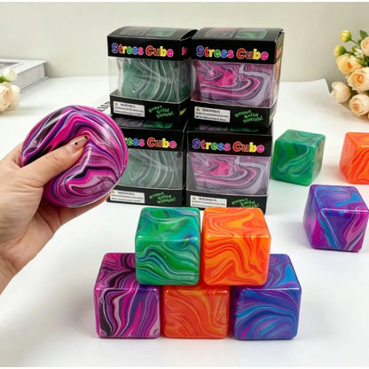 Soft and Glutinous Sensory Stress-Relief Toy Cube Filled with Gel Stretchable Ball Soft Ice Blind Box Slow Rebound