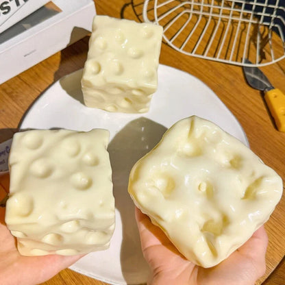 Taba Shapeable Squishy Cheese Cube Stress Ball - Non-Rebound Sensory Fidget Toy for Relaxation and Stress Relief for All Ages