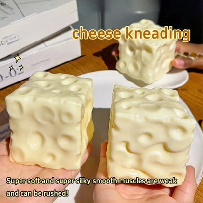 Taba Shapeable Squishy Cheese Cube Stress Ball - Non-Rebound Sensory Fidget Toy for Relaxation and Stress Relief for All Ages