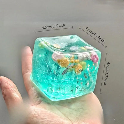 Taba Ocean-Themed Squishy Stress Relief Cube - Slow Rise Sensory Fidget Toy for All Ages