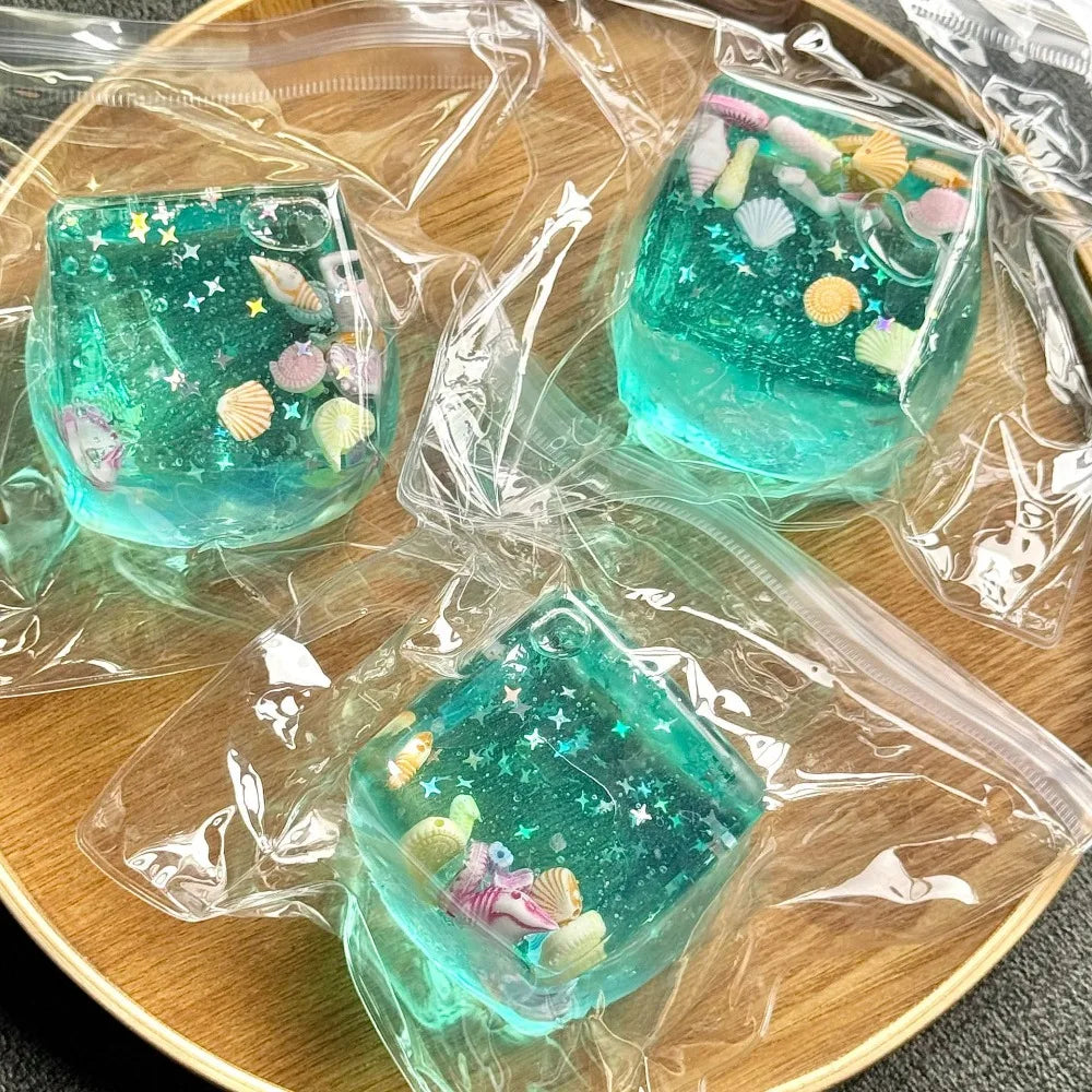 Taba Ocean-Themed Squishy Stress Relief Cube - Slow Rise Sensory Fidget Toy for All Ages